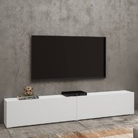 Azusa Wooden TV Stand With Pull-Down Door In Matt White