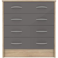 Babylon Wooden Chest Of 4 Grey Gloss Drawers In Oak