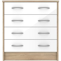 Babylon Wooden Chest Of 4 White Gloss Drawers In Oak