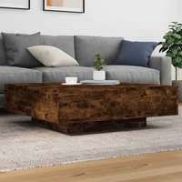 Baina 100cm Square Wooden Coffee Table With LED Light - Smoked Oak