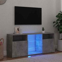 Baina 120cm Wooden TV Sideboard With 2 Doors And LED Lighting - Concrete Grey