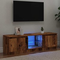 Baina 120cm Wooden TV Stand With 2 Doors And LED Lighting - Brown