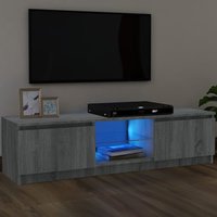 Baina 120cm Wooden TV Stand With 2 Doors And LED Lighting - Grey Sonoma