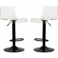 Baino Clear Acrylic Bar Chairs with Black Base in Pair