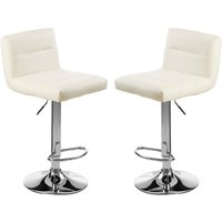 Baino White Leather Bar Chairs With Chrome Base In A Pair