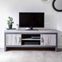 Balcombe Wooden TV Stand With 2 Doors In Grey