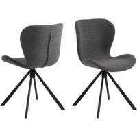 Baldwin Anthracite Fabric Dining Chairs With Black Legs In Pair
