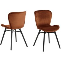 Baldwin Copper Fabric Dining Chairs With Black Legs In Pair