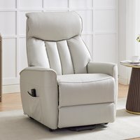 Balzac Leather Electric Recliner Chair In Sandy