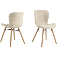 Bangor Cream Fabric Dining Chairs With Oak Legs In Pair