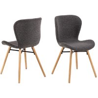Bangor Dark Grey Fabric Dining Chairs With Oak Legs In Pair