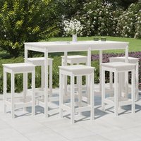 Bangor Solid Wood Pine 7 Piece Garden Bar Set In White