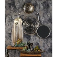 Banks Metal Wall Art In Silver And Grey With Mirror