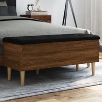 Barberton 102cm Wooden Hallway Storage Bench In Brown Oak