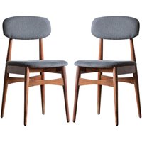 Barcela Dark Wooden Dining Chairs With Grey Seat In A Pair