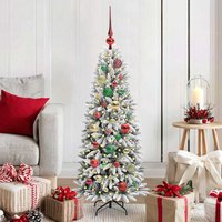 Barco 120cm Flocked Snow Artificial Xmas Tree With LED And Baubles