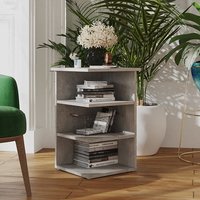 Bardia Wooden Side Table With 3 Shelves In Concrete Effect