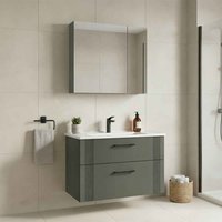 Bari Large Wooden Bathroom Furniture Set with 2 Doors 2 Drawers in Green