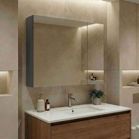 Bari Large Wooden Wall Mounted Bathroom Mirror Cabinet with 2 Doors in Anthracite