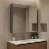 Bari Small Wooden Wall Mounted Mirror Cabinet with 2 Doors in Anthracite