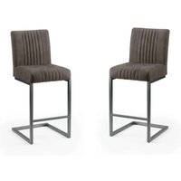 Barras Charcoal Grey Faux Leather Bar Stools in Pair