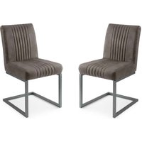 Barras Charcoal Grey Faux Leather Dining Chairs in Pair