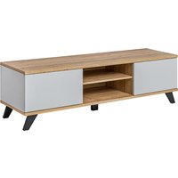 Barrie Wooden TV Stand With 2 Flap Doors In Matt Grey
