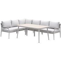 Barrie Wooden Garden Lounge Dining Set In Taupe