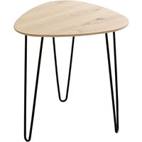 Bartow Small Wooden End Table With Black Metal Legs In Oak