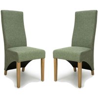 Basrah Fabric Dining Chairs In Pair - Green