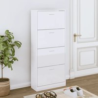 Oban High Gloss Shoe Storage Cabinet With 4 Flaps In White