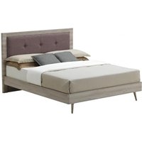 Batya Wooden King Size Bed In Grey Oak Effect And Mocca Fabric