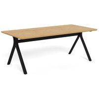 Bayamon Wooden Round Dining Table With Black Steel Legs - Matt Oak