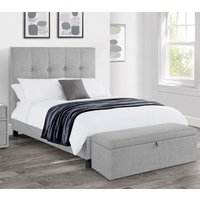 Sadzi Linen Fabric Super King Size Bed In Light Grey