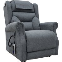 Boise Fabric Dual Motor Lift And Tilt Recliner Chair In Steel Grey