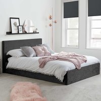 Beano Fabric Ottoman Double Bed In Black Crushed Velvet
