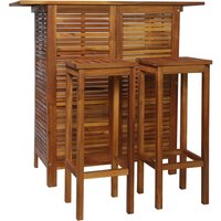 Beatriz Wooden Bar Table With 2 Bar Stools In Brown