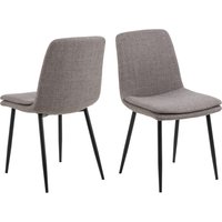 Becka Grey Brown Fabric Dining Chairs With Black Legs In Pair