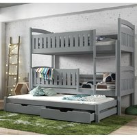 Beckley Wooden Bunk Bed With Bonnell Mattress Trundle In Grey