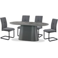 Bedford Sintered Stone Dining Table With 6 Vauxhall Chairs In Dark Grey