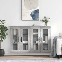 Belek Wooden Wall Mounted Sideboard With 4 Doors In Grey Sonoma Oak