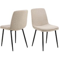 Belfast Beige Fabric Dining Chairs With Black Legs In Pair