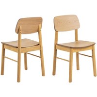 Belgrade Matt Oak Wooden Dining Chairs In Pair