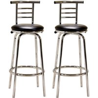 Belita Black Leather Bar Stools With Chrome Legs In Pair