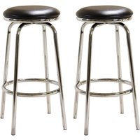 Belita Black Leather Bar Stools With Chrome Frame In Pair