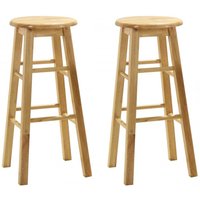 Belita Oak Wooden Bar Stools In Pair