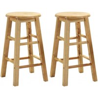 Belita Large Oak Wooden Stools In Pair