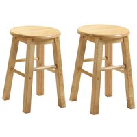 Belita Small Oak Wooden Stools In Pair