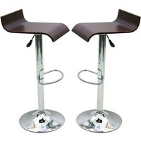 Belita Walnut Wooden Gas-Lift Bar Stools In Pair