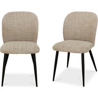 Belize Neutral Chenille Fabric Dining Chairs with Black Legs in Pair